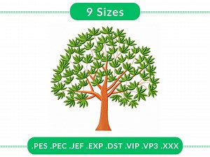 Detailed Leafy Tree Embroidery Design, Nature Inspired Foliage Pattern, Machine Embroidery, Botanical Motif, Lush Tree Outline - Etsy Canada