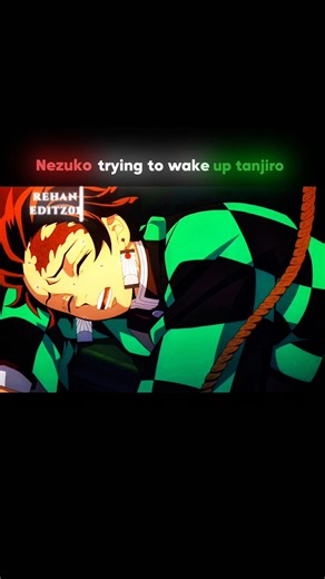 Nezuko trying to wake up Tanjiro