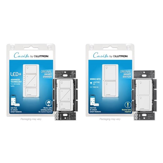 Lutron Caseta Smart Dimmer Switch and 5A Smart Switch, Neutral Wire Required, White (PD-6WCLANS-WH-R) PD-6WCLANS-WH-R - The Home Depot
