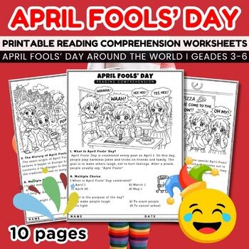 April Fools’ Day Around the World Reading Comprehension Worksheets, ELA Activity