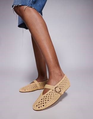 Steve Madden Alara woven ballet flats in natural raffia | ASOS