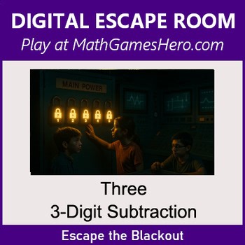 Three 3-Digit Subtraction | Digital Math Escape Room Game