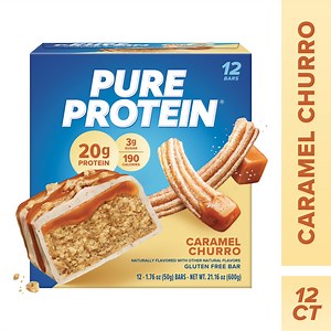 Pure Protein Bars, Caramel Churro, 20g Protein, Gluten Free, 1.76 oz, 12 Ct