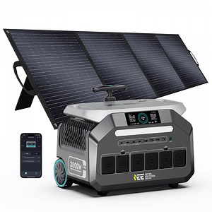 IEE P3200 Solar Generator with 200W Solar Panels, 2048Wh Portable Power Station 3200W (6400W Peak), 1-Hour Fast Charging, LiFePO₄ Battery, APP Control Backup Power for Home, Camping & RVs