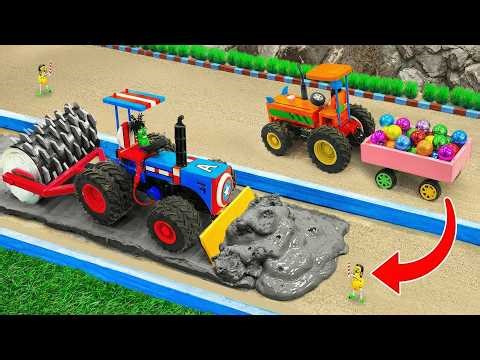 DIY Mini Tractor | Using Multiple Tractors to Build a Beautiful Concrete Road | Science Project