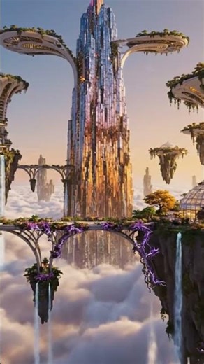 Solar Garden City in the Clouds — A Peaceful Solarpunk World
