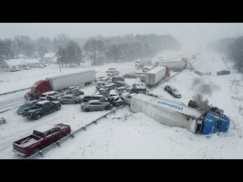 100-Vehicle Pileup on I-96 as Blizzard Slams Michigan