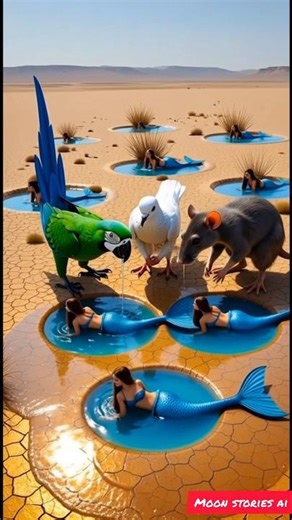 When the parrot made the pond and the pigeon saved the lives of thousands of mermaids#ai #parrot