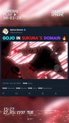 Gojo In Sukuna Domain 🔥 #jujutsukaisen #anime #animeedit #jjk #sukuna #gojo #manga #yuji
