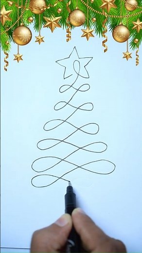 One Line Christmas Tree ✏️ | Easy & Creative Holiday Drawing Idea