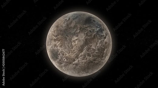 Realistic Rotating Ceres Loop, Planet Animation in Space Full HD Background