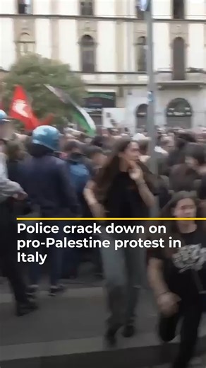 Video shows riot police in Italy breaking up pro-Palestinian protesters in the city of Milan as they rallied to demand an end to Israel’s war on Gaza and condemned the 'silence' and 'complicity' of Western leaders. | Al Jazeera English
