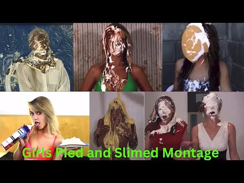 Girls pied and slimed messy wam gunge