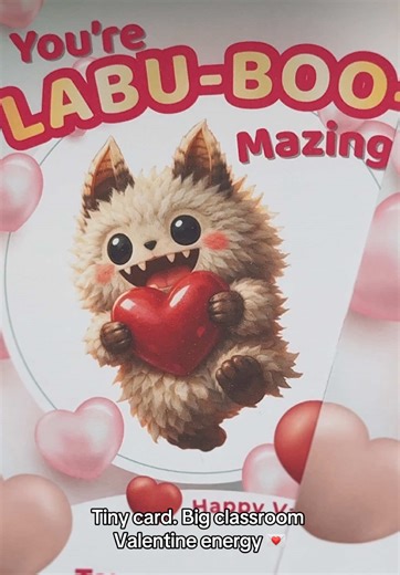 LABU-BOO-mazing classroom valentines 🥹💌 Digital ready to gift available on Etsy & NouvaDaze.com #foryoupage #classroomvalentines #kids #labubu #valentinesday