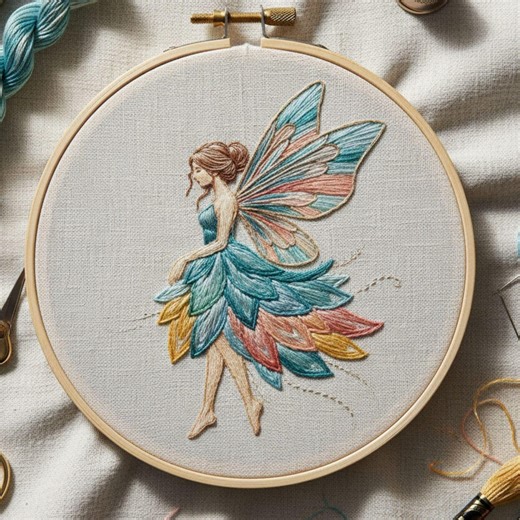 Whimsical Fairy Embroidery Pattern, Elegant Winged Fairy Hoop Art, Digital Download - Etsy