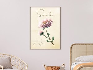 September Aster Birth Flower Print | Botanical Nursery Art (digital Download) | Floral Birth Flower Illustration - Etsy