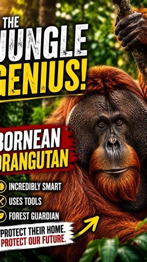 Bornean Orangutan: The Forest Genius of Borneo #shorts #wildlife #orangutan
