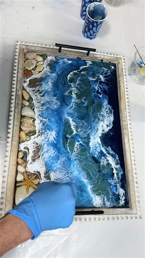 Creating a Beach Wave Tray with Resin Art