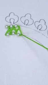Open feather stitch with pearl! #support #satisfying #fb #cute #diy #embroideryart #stitch #hand #tutorial #fypシ゚ #easy #viral #trending #diycrafts #useful #content #design #embroidery #handmade #border #reels #fbreels #reelsfb #neck #viralreels #handstitched | Crafts & Embroidery