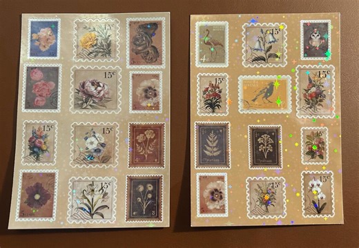 Postage Stamp Sticker Sheets Floral Postage Stamps - Etsy