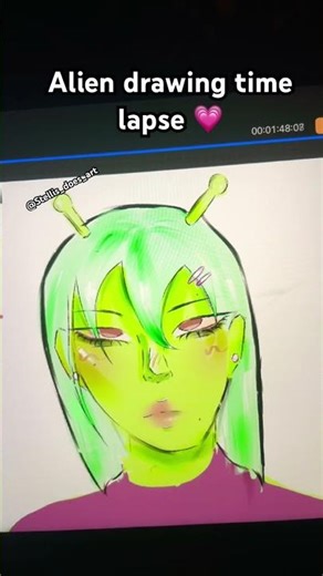 Alien drawing time lapse 💗 #music #song #art #drawing #artist
