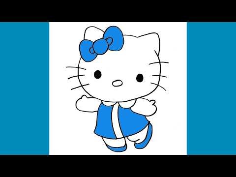 Drawing tutorial - How to draw Hello Kitty Blue step by step for beginners - Easy drawing tutorial