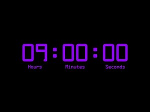 9 Hours Countdown Timer with Alarm & Time Markers / Chapters - Retro Digital - Purple
