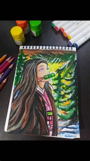 how to draw nezuko from demon slayer shorts #viral #drawing #demonslayer #nezuko