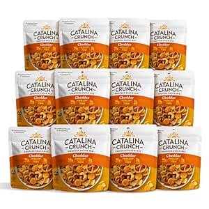 Catalina Crunch Protein Grab & Go Snack Mix with Cheese Crisps | 15g Protein, 2g Sugar per Pouch | Good Source of Fiber, Gluten Free | Cheddar, 1.85 oz (Pack of 12)