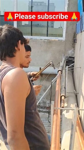 #daikin ac raizer Copper pipe connection with outdoor #hvactechnician #acwork #video #viral #reels..