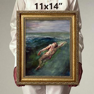 Framed Nude Male Watercolor Painting Canvas Print, Framed Vintage Skinny Dipping Male Swimming Canvas Art, - Etsy