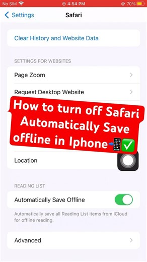 How to turn off Safari Automatically Save offline in Iphone📲✅ #iphone #safari #offline #tutorial