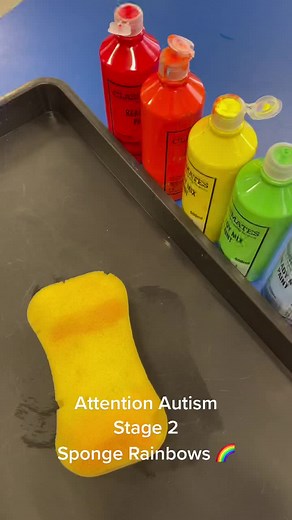 Engaging Attention Autism Stage 2 Sponge Rainbows Activity