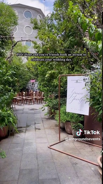 Small and intimate in our beautiful atrium wedding venue. #2024 #weddings #weddingvenue #weddingtiktok #2024wedding #smallwedding #thegroundsofalexandria