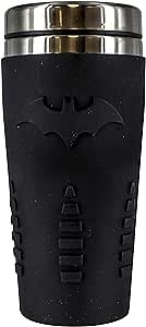 Paladone PP4380BM Batman Travel Mug | Reuseable Commuter Cup Coffee & Tea Flask | Easy Clean | Double Walled Insulation | 450ML Capacity | Spill Proof, Black, 9 x 9 x 18 cm