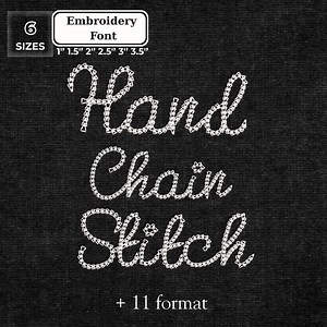 Chain Stitch Font Cursive Machine Embroidery Font, 6 Sizes Instant Download, Script Font, Monogram Fonts, BX   11 Formats, Instant Download - Etsy