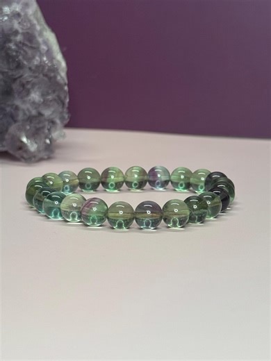 Rainbow Fluorite Bracelet. Natural Healing Crystal Jewelry. Green & Purple Gemstone Beads. Calming, Clarity and Focus Gift 8mm - Etsy