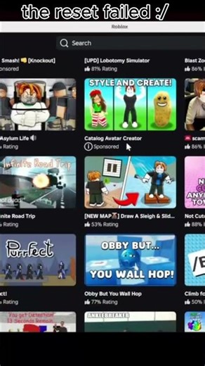 The reset failed :/ #roblox