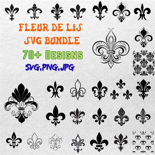 Fleur De Lis SVG Bundle | 70  Designs | Fleur De Lis Cut Files | Royal Symbol SVG | Cricut Silhouette | Instant Download - Etsy