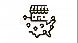 franchise country location Icon Animation. black franchise country location animated icon on white background