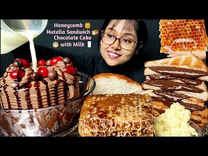 Eating Honeycomb, Chocolate Cake With Milk | Messy Eating | Foodie Darling | Big Bites | Mukbang