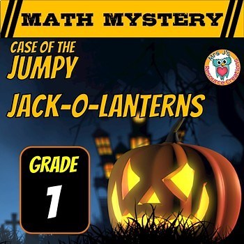 Halloween Math Mystery Activity - 1st Grade Math Game - Jumpy Jack-O-Lanterns