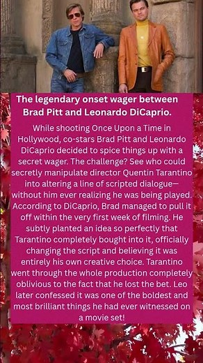 Brad Pitt Won the Bet Against DiCaprio and Tarantino Never Found Out #news#shorts #love #gossip