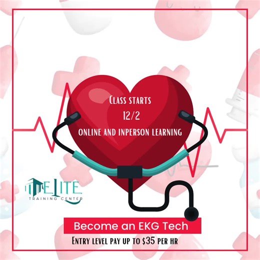 🗣Tele / EKG Monitoring Technician🗣 Affordable tuition with instructors dedicated to your success. Virtual learning options with live instruction and lectures. Learn how to read tele strips, ekgs and identify abnormal heart rhythms and start a new career as an EKG Tech. Yes, we offer virtual learning. Yes, in all 50 states!!💁🏽‍♀️💁🏽‍♀️ Get certified in as little as 1 weekend Elite Training Center For more information on classes, availability, dates and fees visit link in bio @elitetc_houston