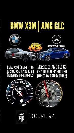 750 HP BMW x3m competition vs 950 HP AMG GLC 63 #amg #accelaration #drag #bmw