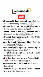 The word "doch" is a modal particle in German and plays a crucial role in expressing emotion, emphasis, contradiction, or persuasion. It's often untranslatable directly, but it softens commands, expresses reassurance, or counters expectations. As seen in these examples, doch can convey subtle meanings such as "come on," "after all," "don’t forget," or "but actually." Understanding doch in context is key to sounding natural in German conversation. #deutschlernen #learngerman #learngermanonline #d