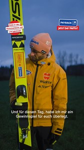 Skisprung-Fans und Netto-Shopper aufgepasst! 🎿🛒 Pius Paschke bringt euch heute doppelte Freude: Bei Netto könnt ihr jetzt Payback Punkte sammeln UND was gewinnen!🌟 👉 Schätzt, wie weit Pius im ersten Durchgang beim Neujahrsspringen in Garmisch-Partenkirchen springen wird – auf einen halben Meter genau. Kommentiert eure Schätzung bis heute Mittag um 14 Uhr, um teilzunehmen. 📏 Der glückliche Gewinner bekommt einen von Pius signierten Netto Payback Helm und ein signiertes gelbes Trikot! 🎽✍️Die