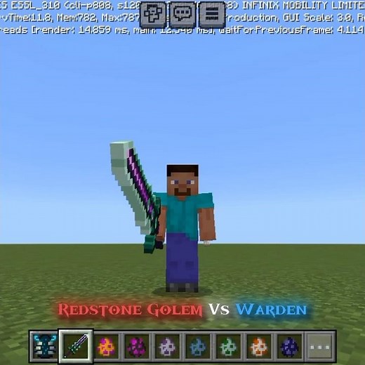 Red Stone Golem Vs Warden | #minecraft #fight #golem #minecraftshorts #mobbattle #warden