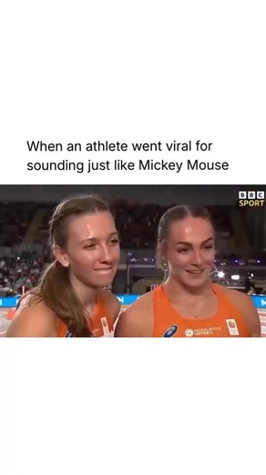 Dankstinct on Instagram: "Femke Bol, the Dutch track star, once broke the 400m indoor world record, but what caught fans’ attention wasn’t just her speed — it was her voice. During interviews, many viewers noticed her high-pitched, cheerful tone and jokingly compared it to Mickey Mouse. The nickname quickly spread across social media, with people laughing that “Mickey Mouse just broke the world record.” Bol herself took it in stride, laughing along and showing the same relaxed, good-natured char