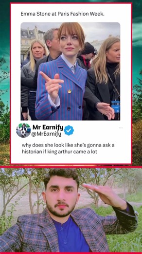 "Emma Stone at Paris Fashion Week Looks Like Philomena Cunk 😂"